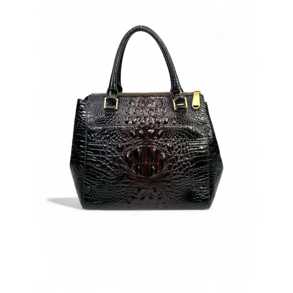 Brahmin Malia Satchel In Cocoa Melbourne Crocodile Embossed Leather - Picture 5 of 16